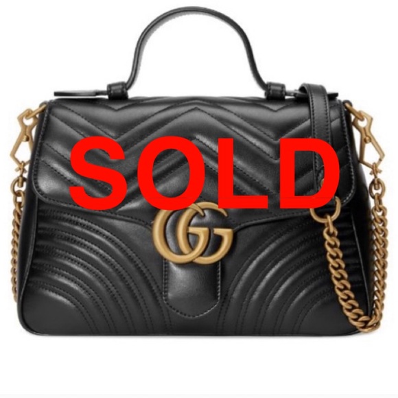 Gucci Handbags - GUCCI Black GG Marmont Small Top Handle Bag